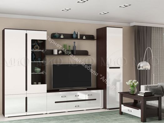 Шкаф угловой Ким Белый глянец, Дуб Венге