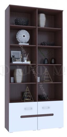 Стеллаж Ким Белый глянец, Дуб Венге