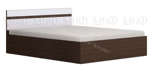 Кровать Ким 1400 мм Белый глянец, Дуб Венге