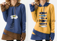 Выкройки платья худи трапеция с митенками комбинированного размеры 40 - 52 (Вера Ольховская)