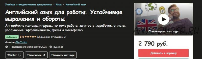 [Udemy] Английский язык для работы. Устойчивые выражения и обороты (Alla Yurina)