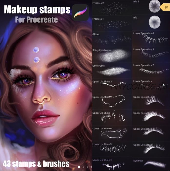 Кисти для Procreate: Портрет. Makeup and Facial Stamps for Procreate (Sandra Winther Art)