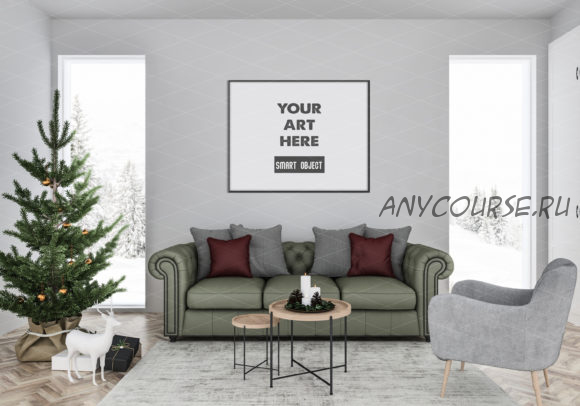 [Creativefabrica] Christmas Interior, Frame Mockup - 6238288 (Elmil Design)