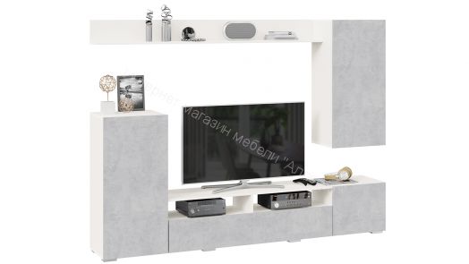 Гостиная "Моретти" (Белый/Цемент светлый)