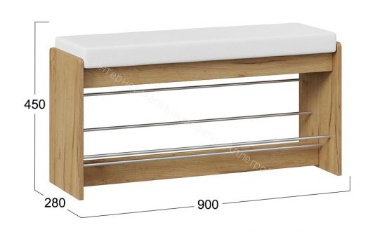 Тумба для обуви «Тайм» тип 2 (Дуб крафт золотой/Кожзам белый)