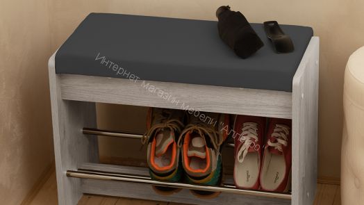 Тумба для обуви «Тайм» тип 1 (Дуб крафт белый/Велюр серый)