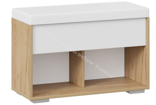 Тумба для обуви "Ханна" Исп.2 (Дуб крафт золотой/Кожзам белый ясень)