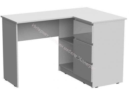 Стол письменный угловой Челси Белый глянец холодный, Белый
