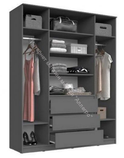 Шкаф 1600 Челси Графит, Графит