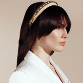 Balmain Hair Кожаный ободок беж Limited Edition Head band Chain c цепочкой