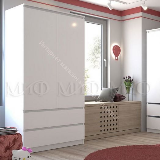 Шкаф двухстворчатый комбинированный "Челси" Белый глянец холодный/Белый