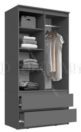 Шкаф двухстворчатый комбинированный "Челси" Графит