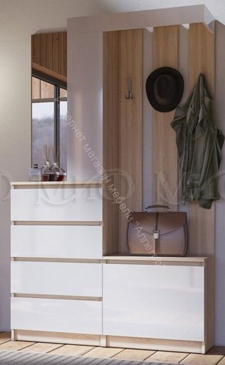 Прихожая Челси Белый глянец холодный, Дуб Сонома