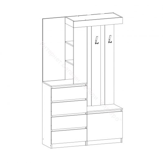 Прихожая Челси Белый глянец холодный, Дуб Сонома