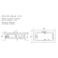 Гидромассажная встраиваемая ванна Jacuzzi Aura Uno Corian с 8 форсунками и подсветкой 185x95 схема 2