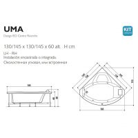 Гидромассажная ванна Jacuzzi Uma 130/145x130/145 схема 2