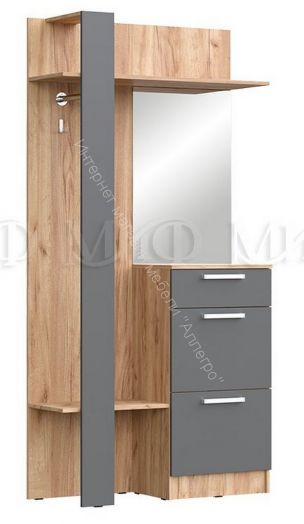 Шкаф платяной Мартина Графит/Дуб Крафт