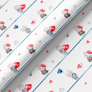 Хлопок - Влюбленные котики на полосочках 50х37 см limit