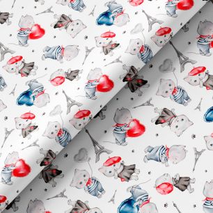 Хлопок - Влюбленные котики с лапками 25х75 см limit