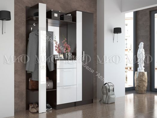 Комбинированная вешалка Мартина Белый глянец/Венге