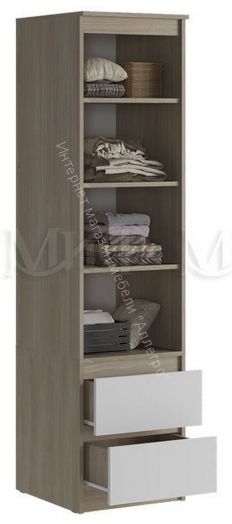 Пенал Челси Белый глянец холодный, Дуб Сонома