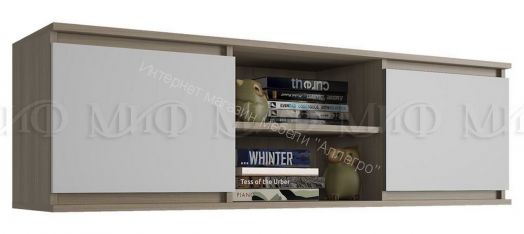 Полка открытая (Антресоль) Челси Белый глянец холодный, Дуб Сонома