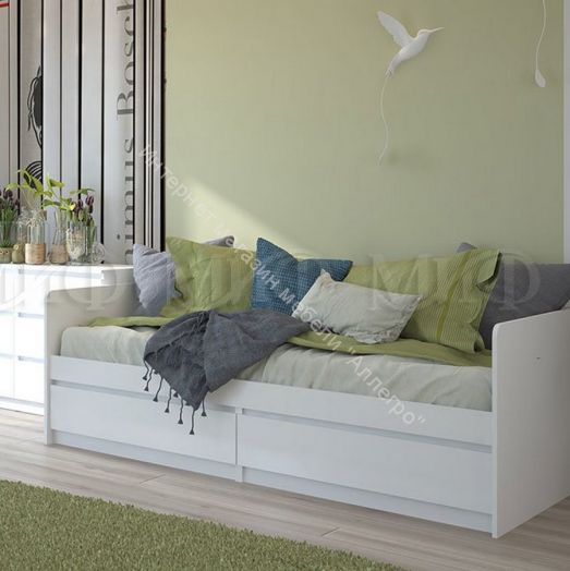 Кровать Челси 800х2000 мм Белый глянец холодный, Белый