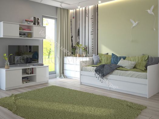 Кровать Челси 800х2000 мм Белый глянец холодный, Белый