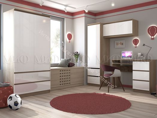 Гостиная Челси Белый глянец холодный, Дуб Сонома