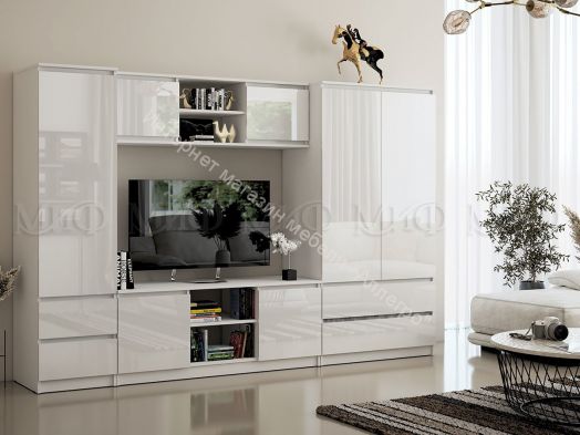 Гостиная Челси Белый глянец холодный, Белый