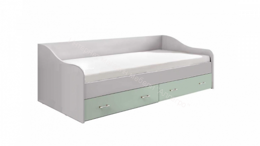 Кровать Вега Алфавит 900х2000 мм  Мята, Белый
