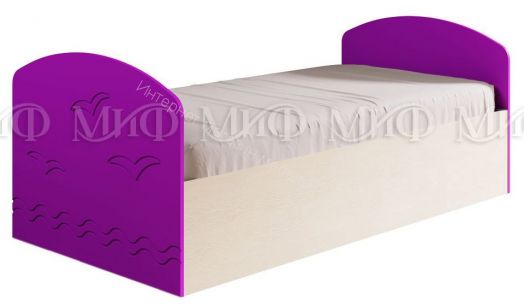 Кровать "Юниор-2" 2,0*0,8 м Сиреневый металлик, Дуб беленый