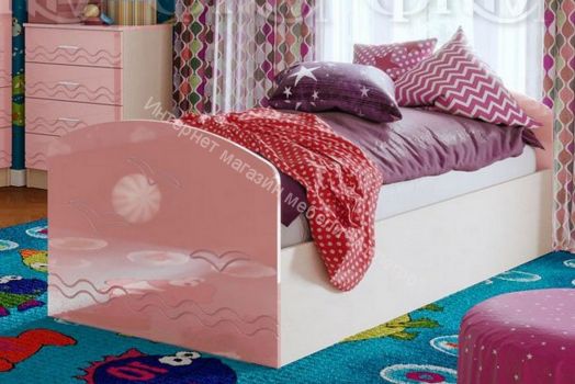 Кровать "Юниор-2" 2,0*0,8 м Розовый металлик, Дуб беленый