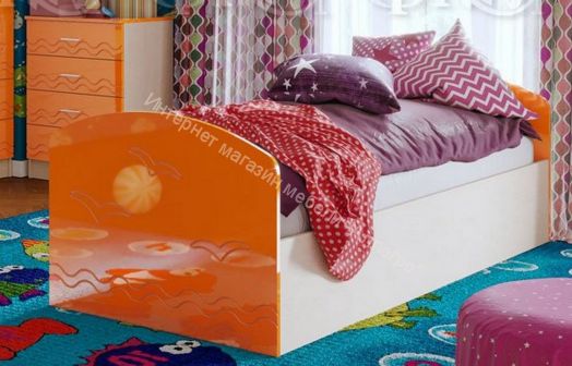 Кровать "Юниор-2" 2,0*0,8 м Оранжевый металлик, Дуб беленый