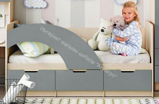 Кровать "Юниор-3" 1,6*0,8 м Шарли Бриз, Дуб беленый