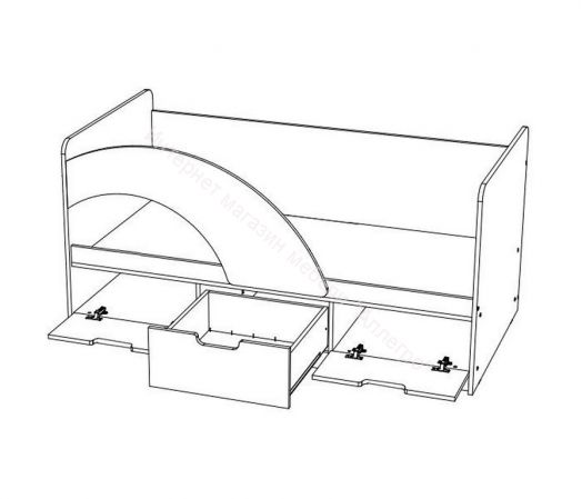 Кровать "Юниор-3" Мульт 1,6*0,8 м Лайм металлик, Дуб беленый