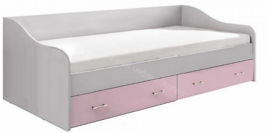 Кровать с ящиками "Вега Fashion-1" 2,0*0,9 м Розовый, Белый