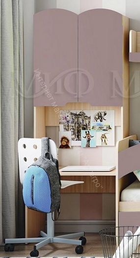 Стол с надстройкой "Юниор-3" Шарли Пинк, Дуб Беленый