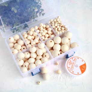 Набор деревянных шарнирных бусин в контейнере