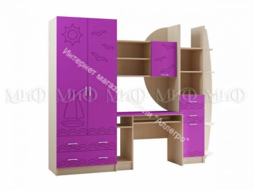 Модульная детская "Юниор-2" Салатовый металлик, Дуб беленый