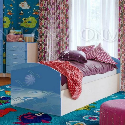 Модульная детская "Юниор-2" Синий металлик, Дуб беленый