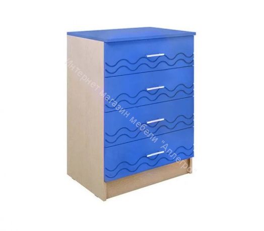 Комод "Юниор-2" Синий, Дуб беленый