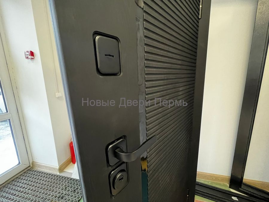 Престиж Люкс Line Ясень черный, Ясень белый  металлическая трехконтурная входная дверь