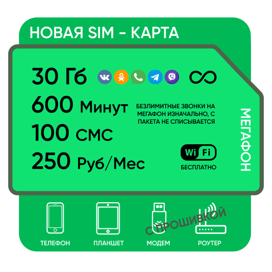 SIM-карта Мегафон Сибиряк 250