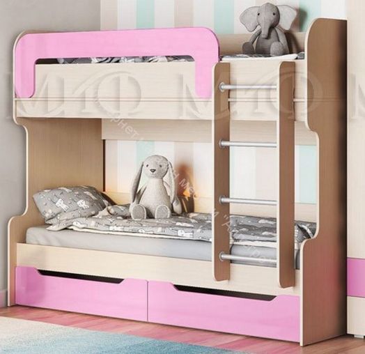 Кровать-чердак "Юниор-1"  1,8*0,8 м Розовый металлик