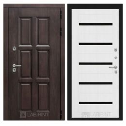 Входная дверь Лабиринт ЛОНДОН ТЕРМО 01 Белое дерево, черные стекла