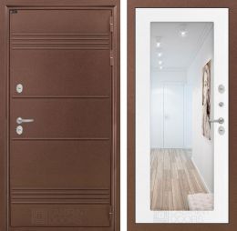 Входная дверь Лабиринт Термо Лайт 18 с Зеркалом Белое дерево