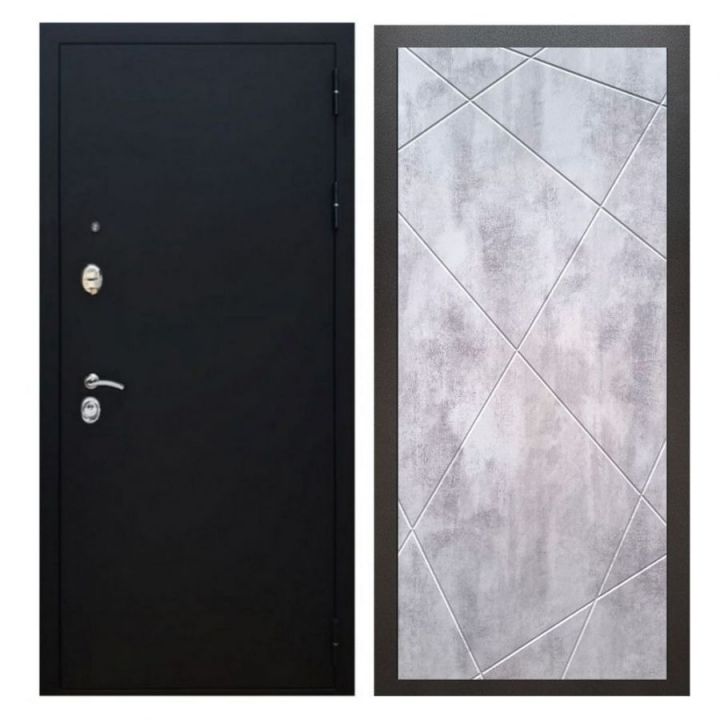 Дверь входная металлическая Great Doors X5 Черный муар ФЛ-291 Бетон Светлый