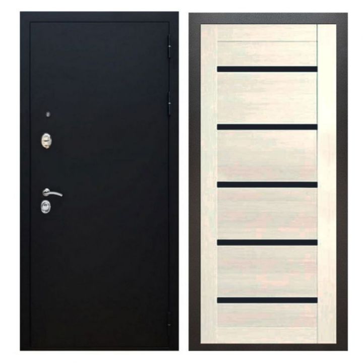 Дверь входная металлическая Great Doors X5 Черный муар Царга СБ-14 Лиственница беж Темный Лакобель