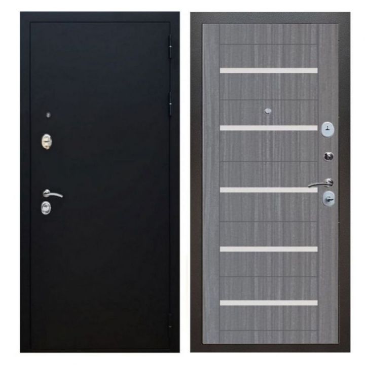 Дверь входная металлическая Great Doors X5 Черный муар Царга СБ-14 Лиственница Серая Белый Лакобель